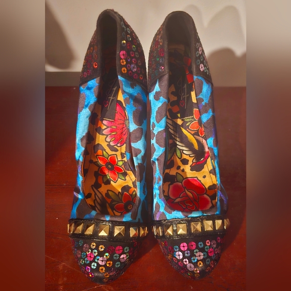 Vintage never worn Iron Fist size 39 women's multi-print mix media platform heel - Picture 4 of 10